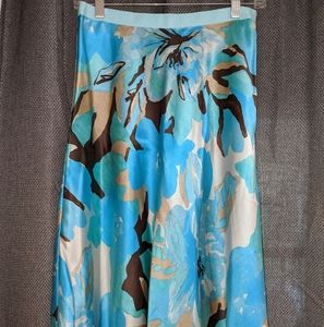 Banana Republic Blue Silk Floral Print Skirt